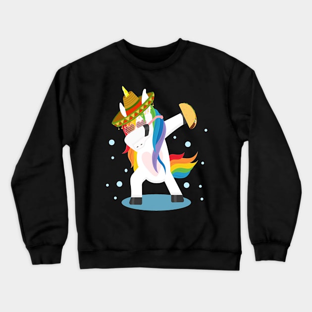 Unicorn Taco Lover Dab Cinco de Mayo Dabbing Pose Taco Crewneck Sweatshirt by pho702